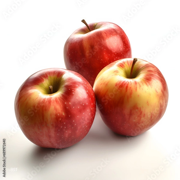 Fototapeta Mcintosh Apples, red apples, realistic, white background, generative ai