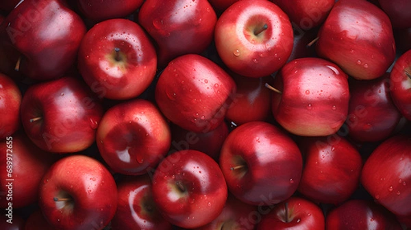 Fototapeta Red Delicious Apples, red apples, realistic, seamless background, generative ai