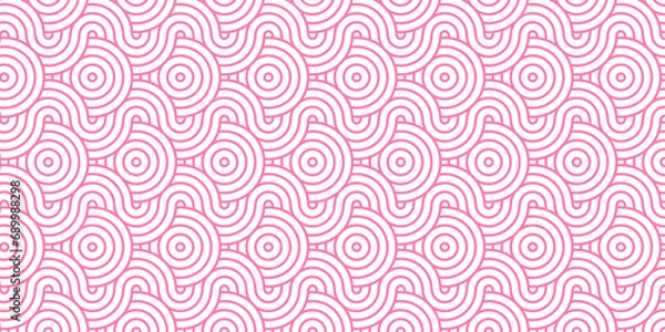 Obraz 	
Abstract Pattern with wave lines pink spiral white scripts background. seamless geomatics overlapping create retro line backdrop pattern background. Overlapping Pattern with Transform Effect.