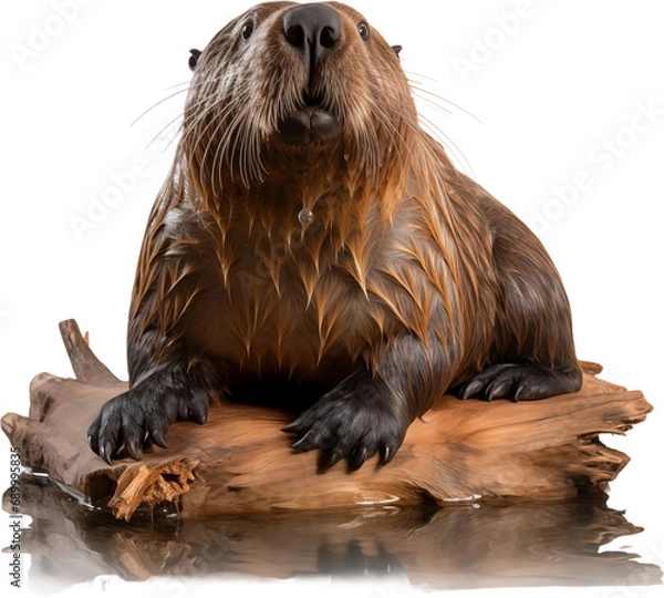 Fototapeta Picture of a beaver isolated on transparent background, png