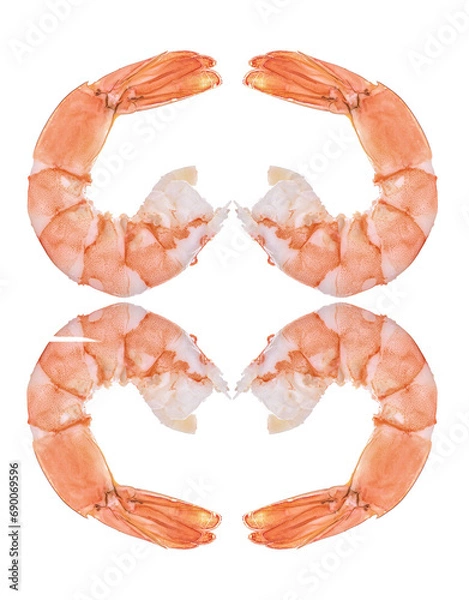 Fototapeta Shrimps on a white background. Seafood