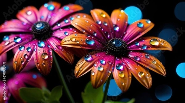 Obraz Mixed Colorful Flowers Background Vibrant Colors, Background, High Quality Photo, Hd