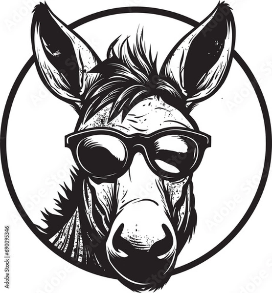 Fototapeta Reliable Runner: Donkey Iconic Emblem Assured Ass: Logo Vector Icon