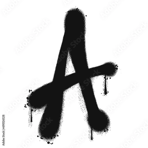 Obraz Vector graffiti spray paint alphabet A in isolated background