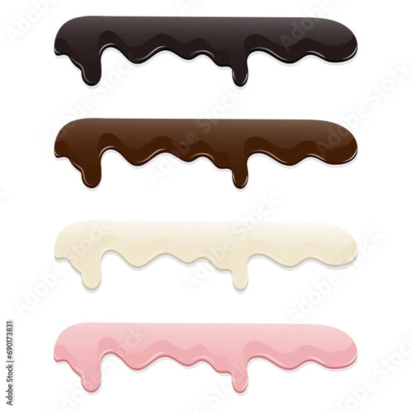 Obraz Realistic chocolate flowing drops. Melting vector chocolate.