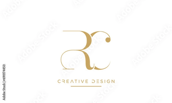 Obraz Alphabet letters RC or CR logo monogram