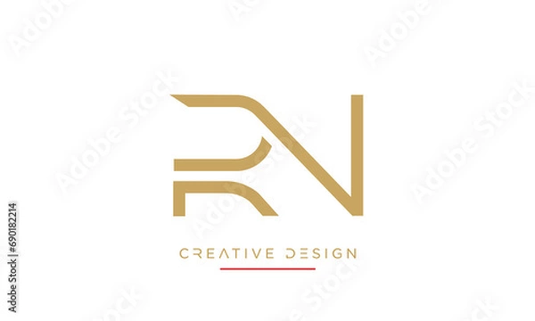 Fototapeta Alphabet letters RN or NR logo monogram
