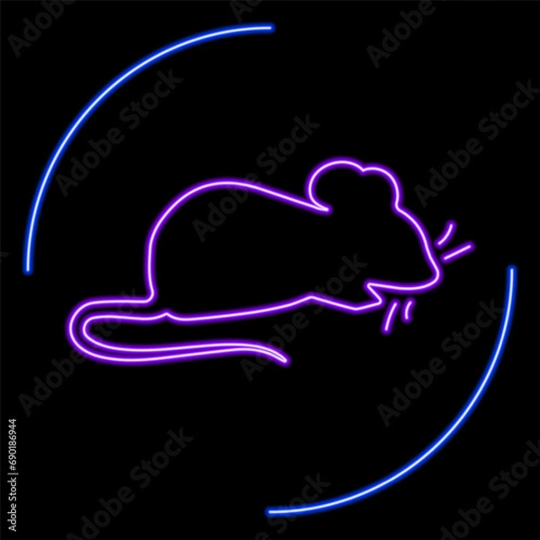 Obraz mouse neon sign, modern glowing banner design, colorful modern design trends on black background. Vector illustration.