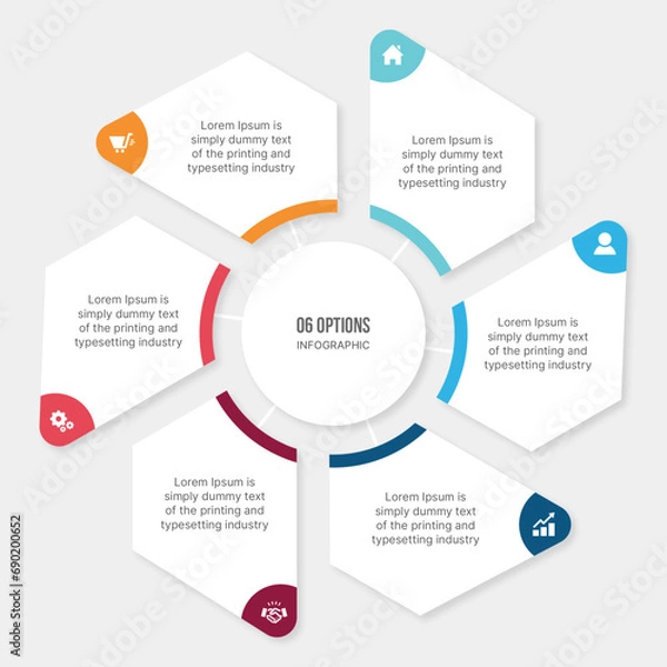 Fototapeta Circular Cycle Infographic Template Design With 6 Steps