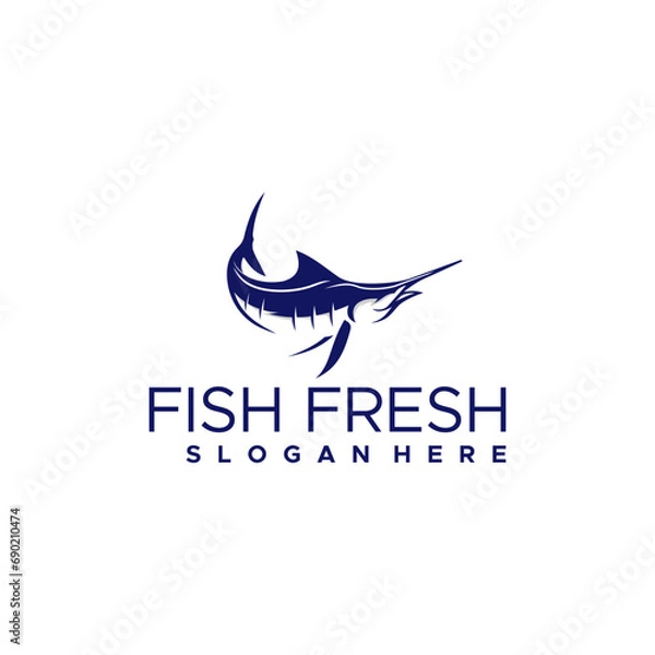 Obraz Unique Sea Blue Marlin Fish on White Background