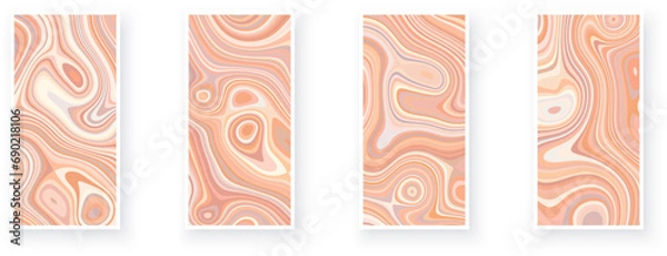 Fototapeta Holographic peach fuzz abstract poster design with optical interference and liquid effect . Illusion of movement for banner, flier, invitation card.