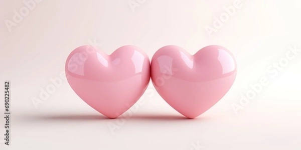 Fototapeta Twin hearts touch, their shared hue a symbol of connected souls.