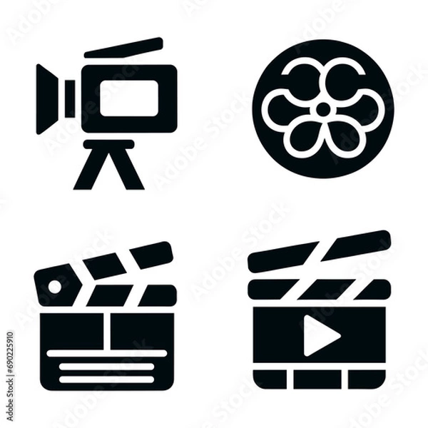 Fototapeta Movie vector icon set. Cinema illustration symbol collection. Entertainment sign or logo