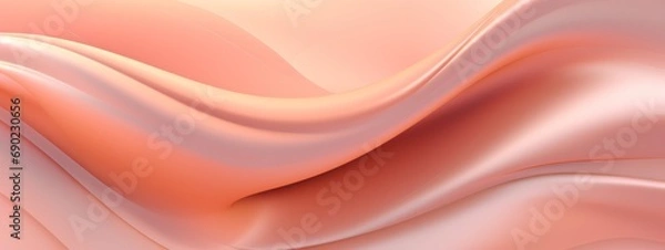 Fototapeta Abstract 3d background with smooth and flowing waves. Liquid metal. Peach Fuzz colors.