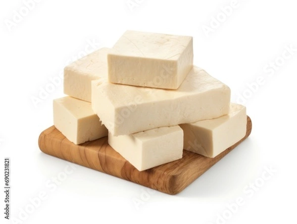 Fototapeta Block of firm tofu isolated on white background