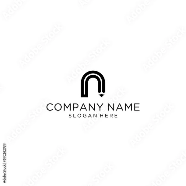 Fototapeta initial N pencil logo design vector