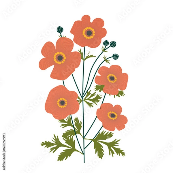 Fototapeta bouquet of poppies, Modern abstract flowers