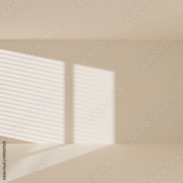Fototapeta brown empty room with window shadow, 3D rendering