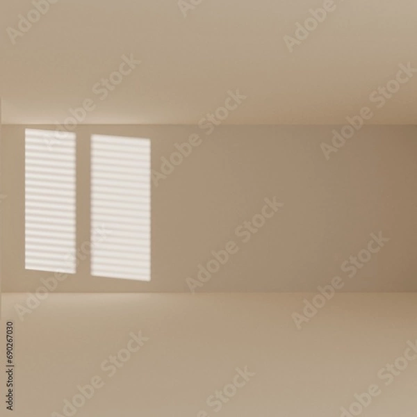 Fototapeta brown empty room with window shadow, 3D rendering
