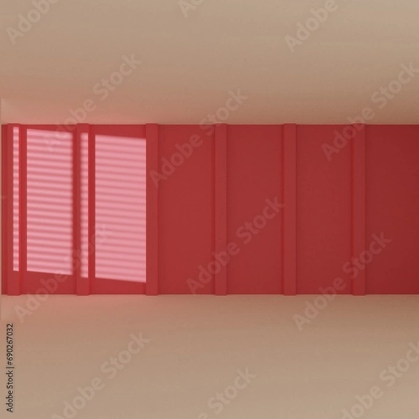 Fototapeta empty room with window shadow, 3D rendering