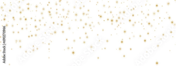 Obraz Gold flying star confetti, isolated sparkle vector clip art, holiday frame design, modern flat banner