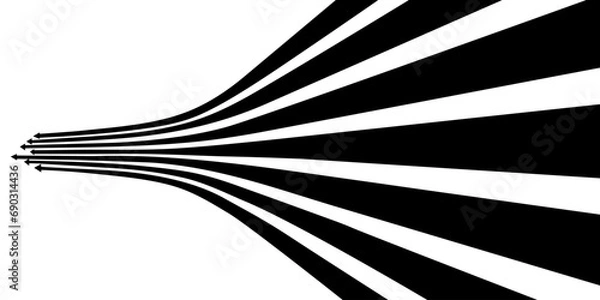 Obraz Black on white abstract perspective line stripes arrow with 3d dimensional effect isolated on white.