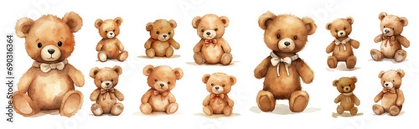 Obraz cute teddy bear vector collection set hand drawn design vector art design illustration.