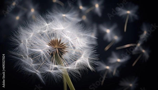 Fototapeta A Delicate Dandelion Dancing in the Wind