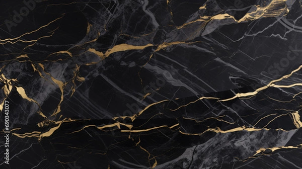 Obraz Exquisite black Italian marble texture background adorned with gold patterns, showcasing luxury in dark grey hues.