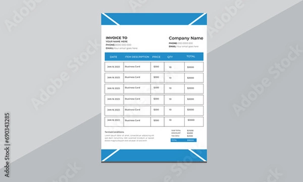 Obraz  minimal invoice template.