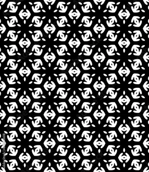 Fototapeta Black and white seamless abstract pattern. Background and backdrop. Grayscale ornamental design. Mosaic ornaments. Vector graphic illustration. EPS10.