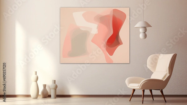 Fototapeta Ethereal Beauty: Minimalistic Abstract Composition in Gentle Beige Tones - Contemporary Artistic Design for Serene and Sophisticated Backgrounds.