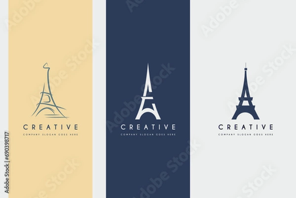 Obraz Simple Luxury Eiffel Tower logo design premium set vector illustration.