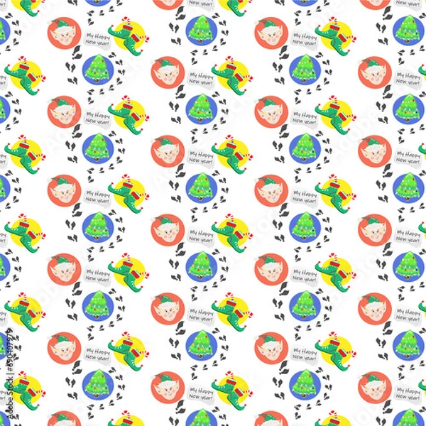 Fototapeta новорічний паттерн 3 ельф