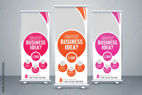 Fototapeta Corporate Roll Up Banner For Business, Modern And Creative X Banner Signage Standee Layout Template, pull up banner design