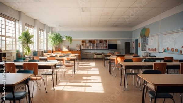 Fototapeta An classroom at a high school. Generative AI.
