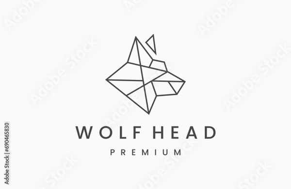 Fototapeta  geometric wolf head logo design template