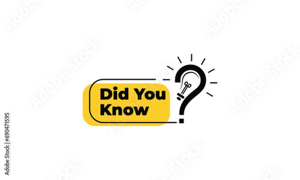 Fototapeta Did you know vector template post icon for social media background, fun fact with lightbulb idea