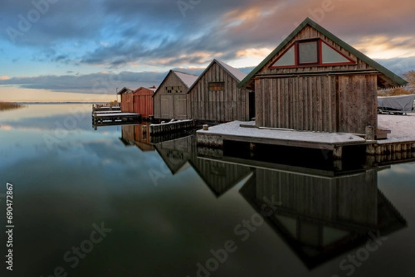 Obraz Boothäuser Im Hafen von Althagen auf dem Darß