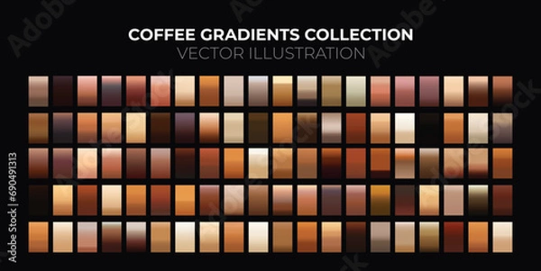 Fototapeta Coffee and cacao gradients background set. Templates of texture for banner, poster, flyer, presentation, mobile apps and smartphone screen design. Brown gradient. Chocolate background collections