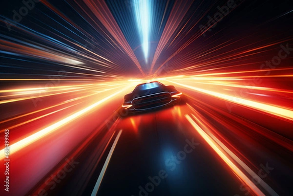 Fototapeta Supercar Lights in High-Speed Motion