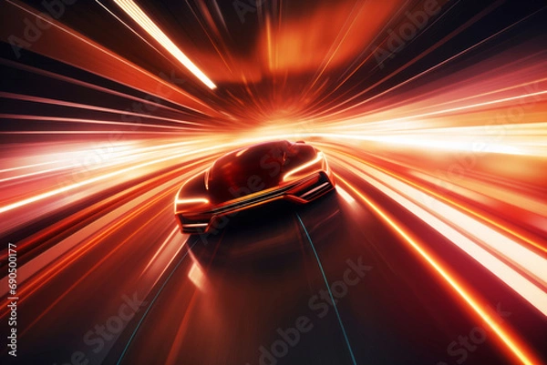 Fototapeta Supercar Lights in High-Speed Motion