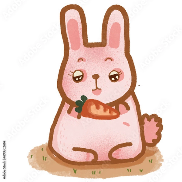 Obraz pink rabbit with carrot