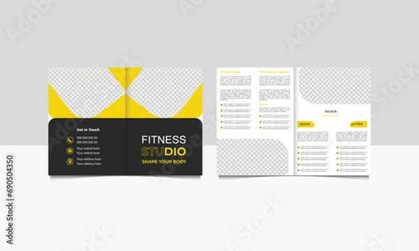 Fototapeta Body fitness and gym fashion bifold brochure design template