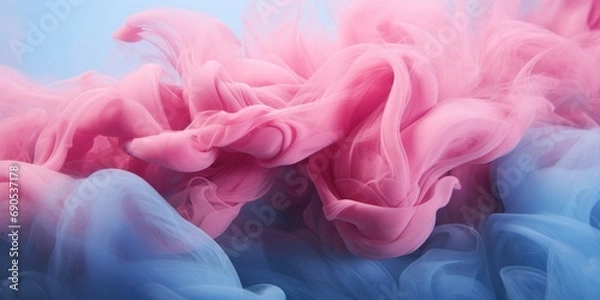 Fototapeta Soft, billowing clouds of pink and blue smoke.