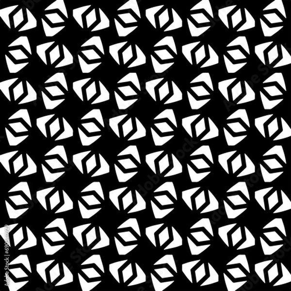 Fototapeta Wallpaper with Seamless repeating pattern.  Black and white pattern . Abstract background. Monochrome texture  for web page, textures, card, poster, fabric, textile.