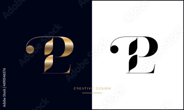 Obraz PL or LP Alphabet letters logo monogram