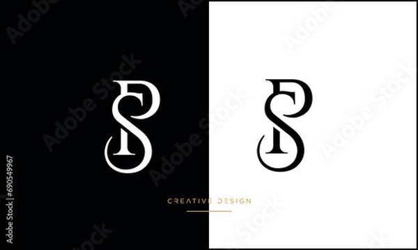 Obraz PS or SP Alphabet letters logo mnoogram