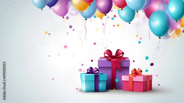 Obraz Happy Birthday Vector Design with Balloons: Celebrate with Fun and Flair