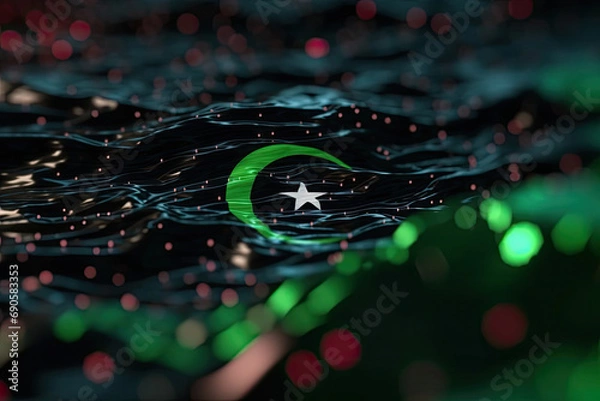 Obraz 3d minimalist Libya flag bokeh background Generative AI